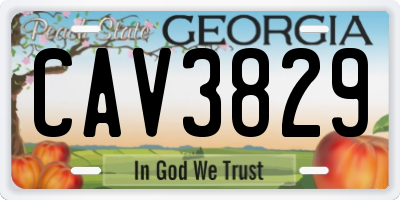 GA license plate CAV3829