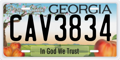 GA license plate CAV3834