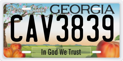 GA license plate CAV3839