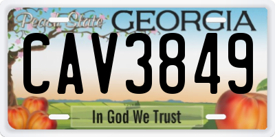 GA license plate CAV3849