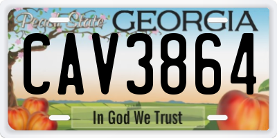 GA license plate CAV3864