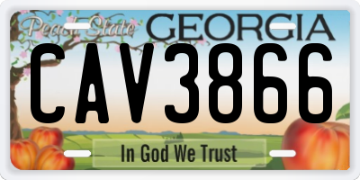GA license plate CAV3866