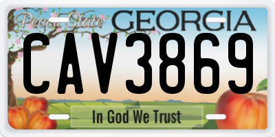 GA license plate CAV3869