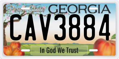 GA license plate CAV3884
