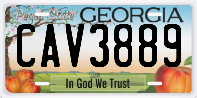 GA license plate CAV3889