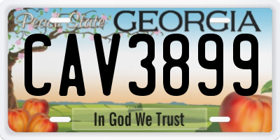 GA license plate CAV3899