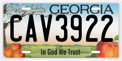 GA license plate CAV3922