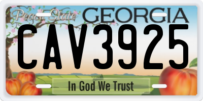 GA license plate CAV3925