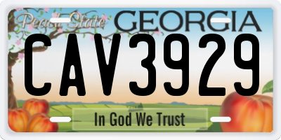GA license plate CAV3929