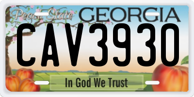 GA license plate CAV3930