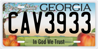 GA license plate CAV3933