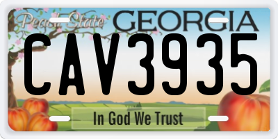GA license plate CAV3935