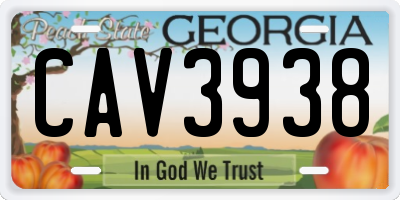 GA license plate CAV3938