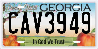 GA license plate CAV3949
