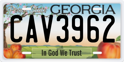 GA license plate CAV3962