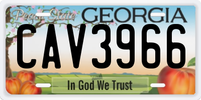 GA license plate CAV3966