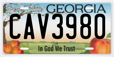 GA license plate CAV3980