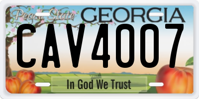 GA license plate CAV4007