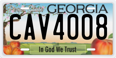 GA license plate CAV4008