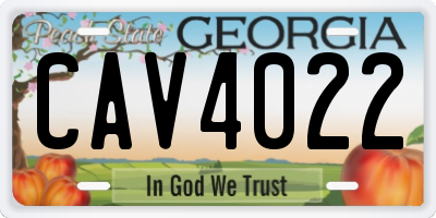 GA license plate CAV4022