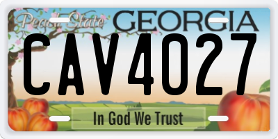 GA license plate CAV4027
