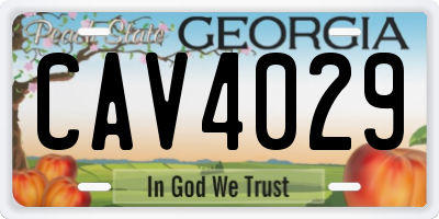 GA license plate CAV4029