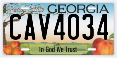 GA license plate CAV4034
