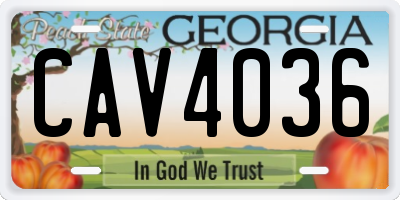 GA license plate CAV4036