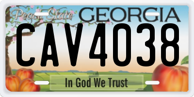 GA license plate CAV4038