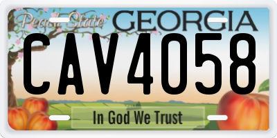 GA license plate CAV4058