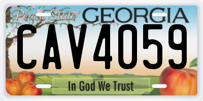 GA license plate CAV4059
