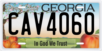 GA license plate CAV4060