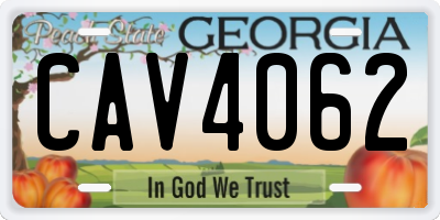 GA license plate CAV4062