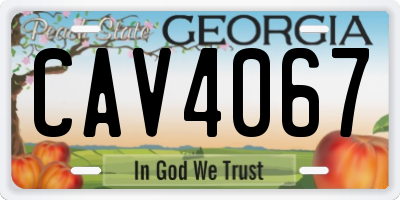 GA license plate CAV4067