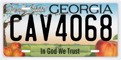 GA license plate CAV4068