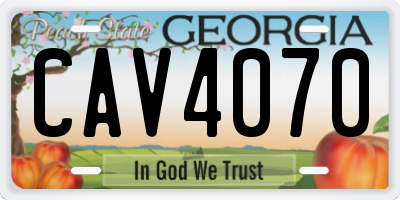 GA license plate CAV4070