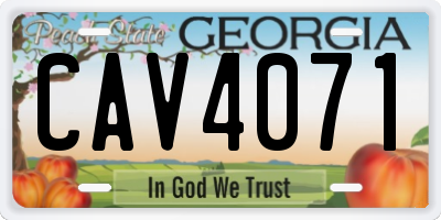 GA license plate CAV4071