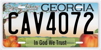 GA license plate CAV4072