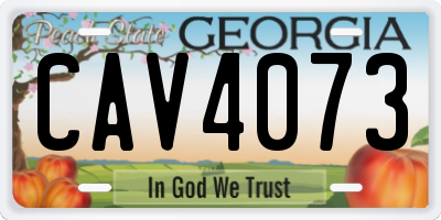 GA license plate CAV4073