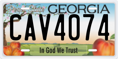 GA license plate CAV4074