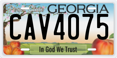 GA license plate CAV4075