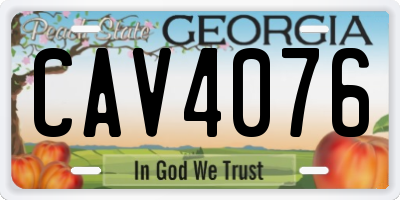 GA license plate CAV4076