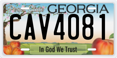 GA license plate CAV4081