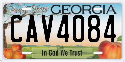 GA license plate CAV4084