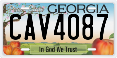 GA license plate CAV4087