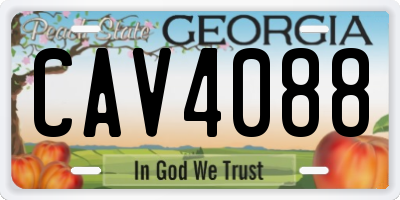 GA license plate CAV4088