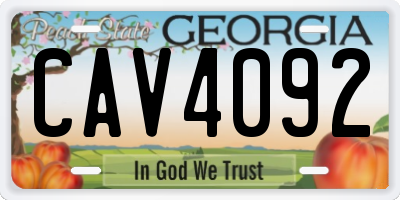 GA license plate CAV4092