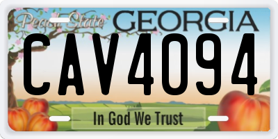 GA license plate CAV4094