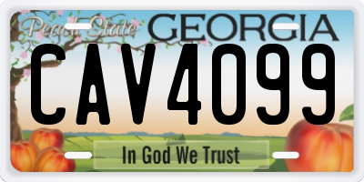GA license plate CAV4099