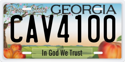 GA license plate CAV4100